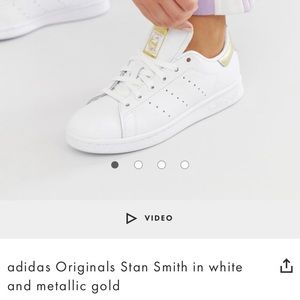 Adidas stan smith in white and metallic gold
